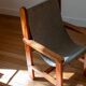 Vintage armchair for children in solid wood and thick canvas - Brutalist style