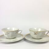Vintage Mismatched Set of 6 Porcelain Cups and 5 Saucers - Gold