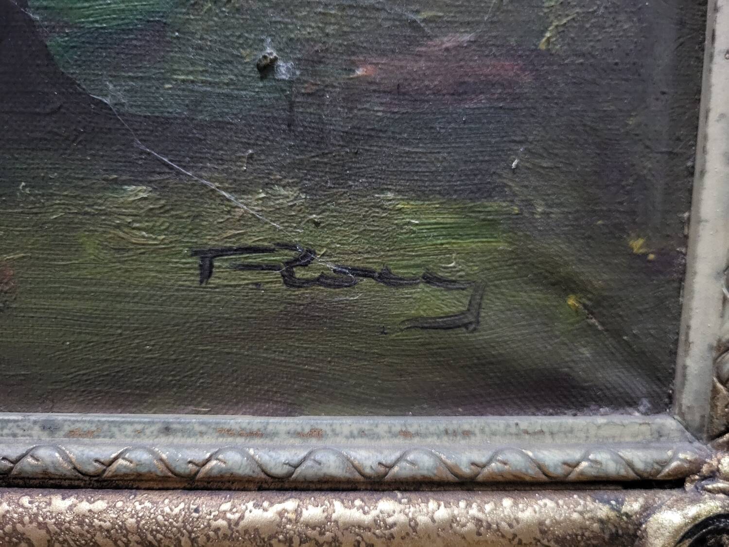 Signed oil painting on gilded wooden frame