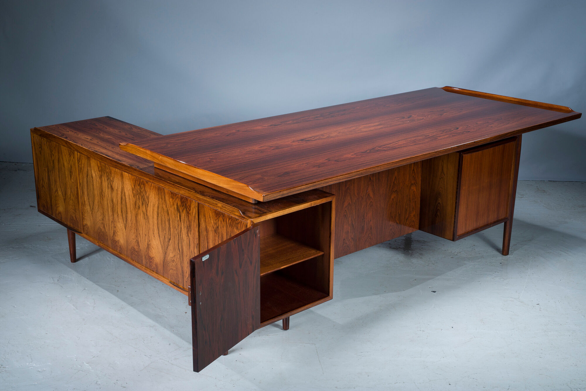 Executive Desk with Sideboard in Rosewood by Arne Vodder for Sibast Møbelfabrik, Denmark, 1950s