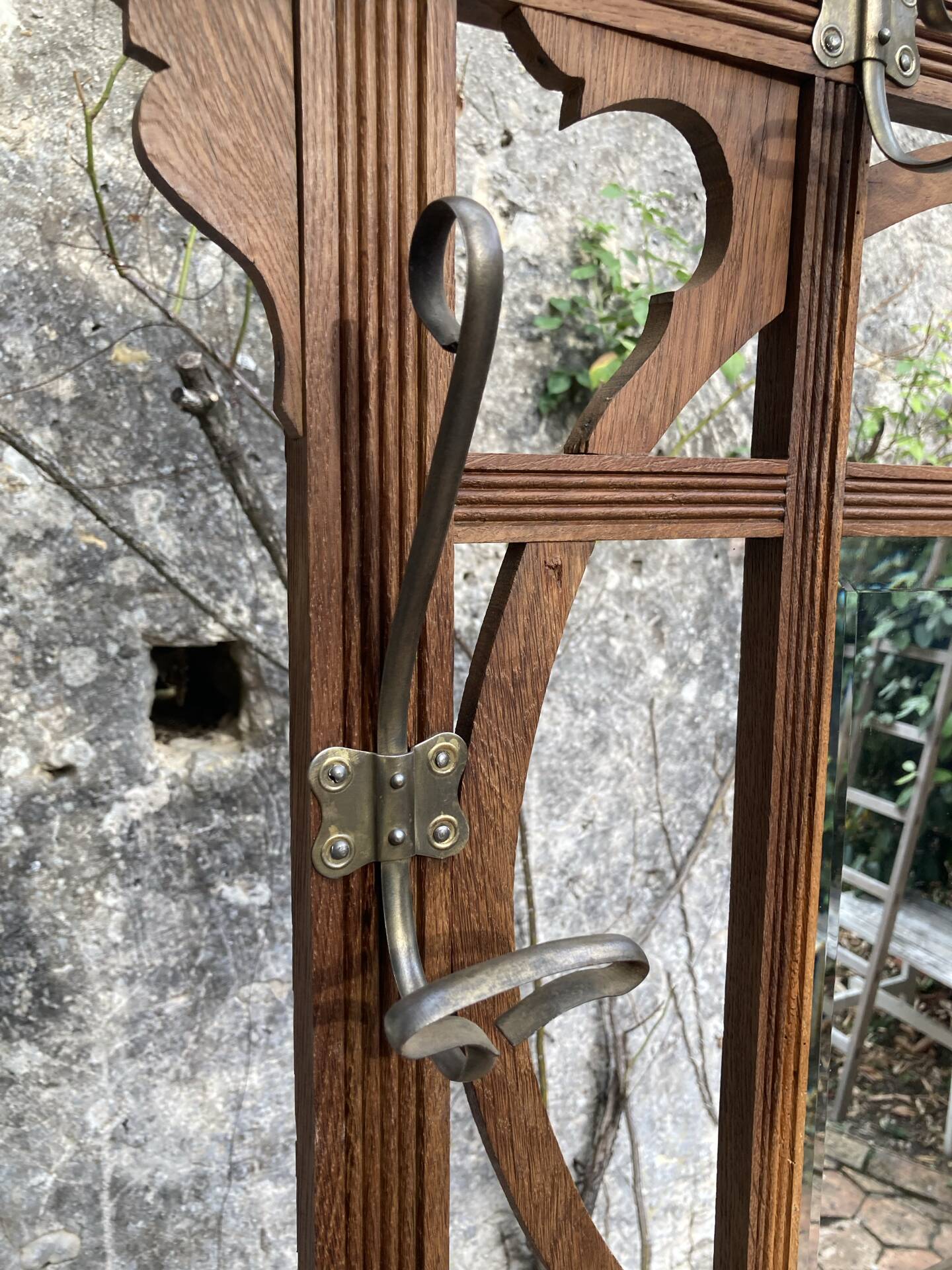 Old wooden entrance coat rack