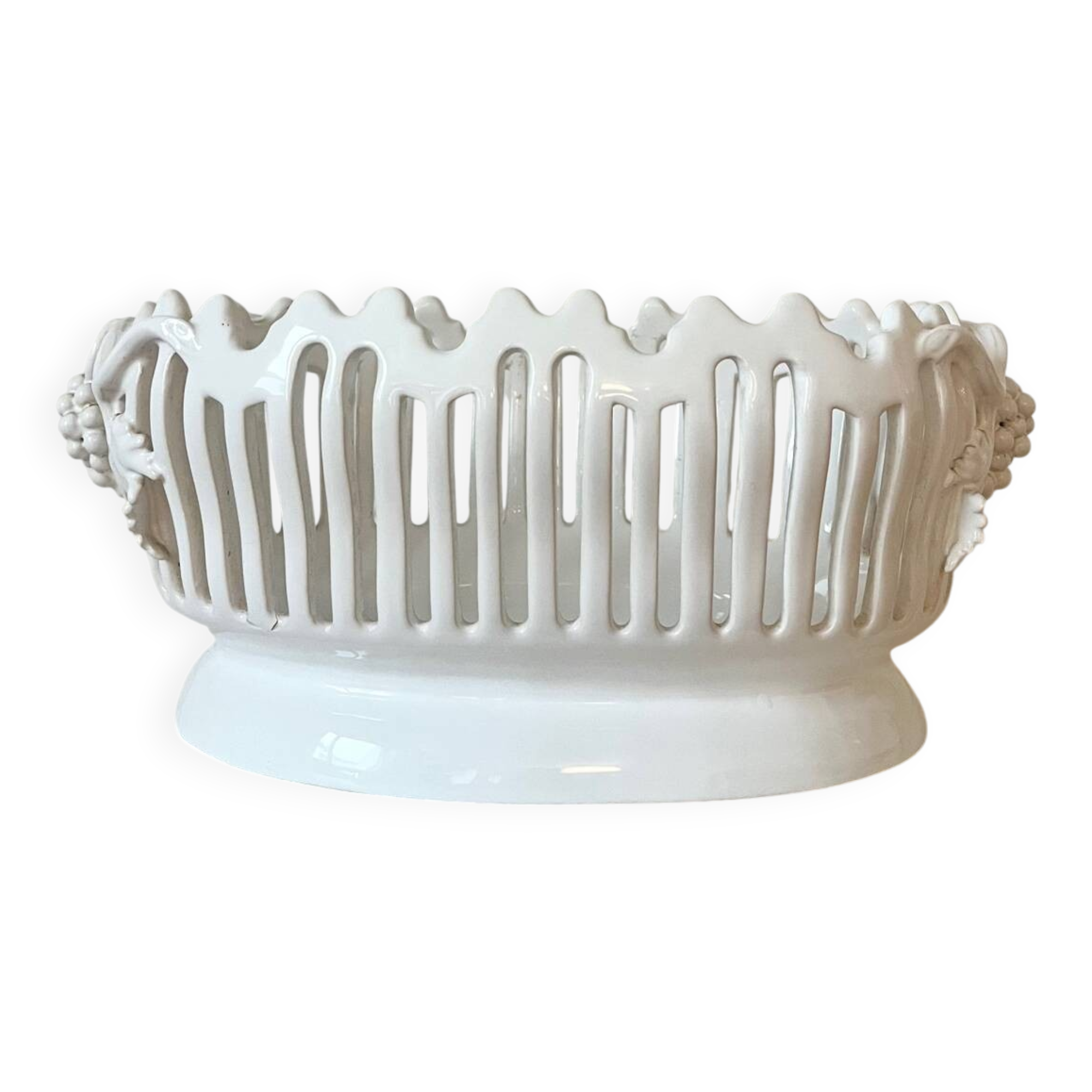 Handmade openwork ceramic fruit bowl