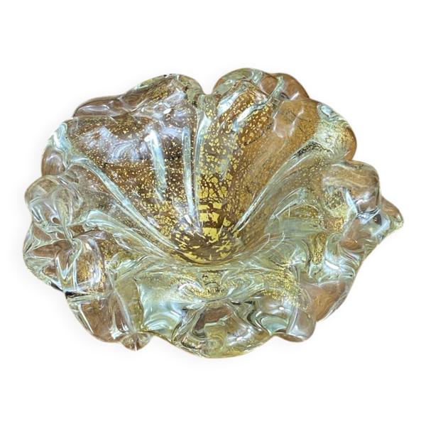 Cendrier en verre de Murano et feuille d’or par Barovier et Toso