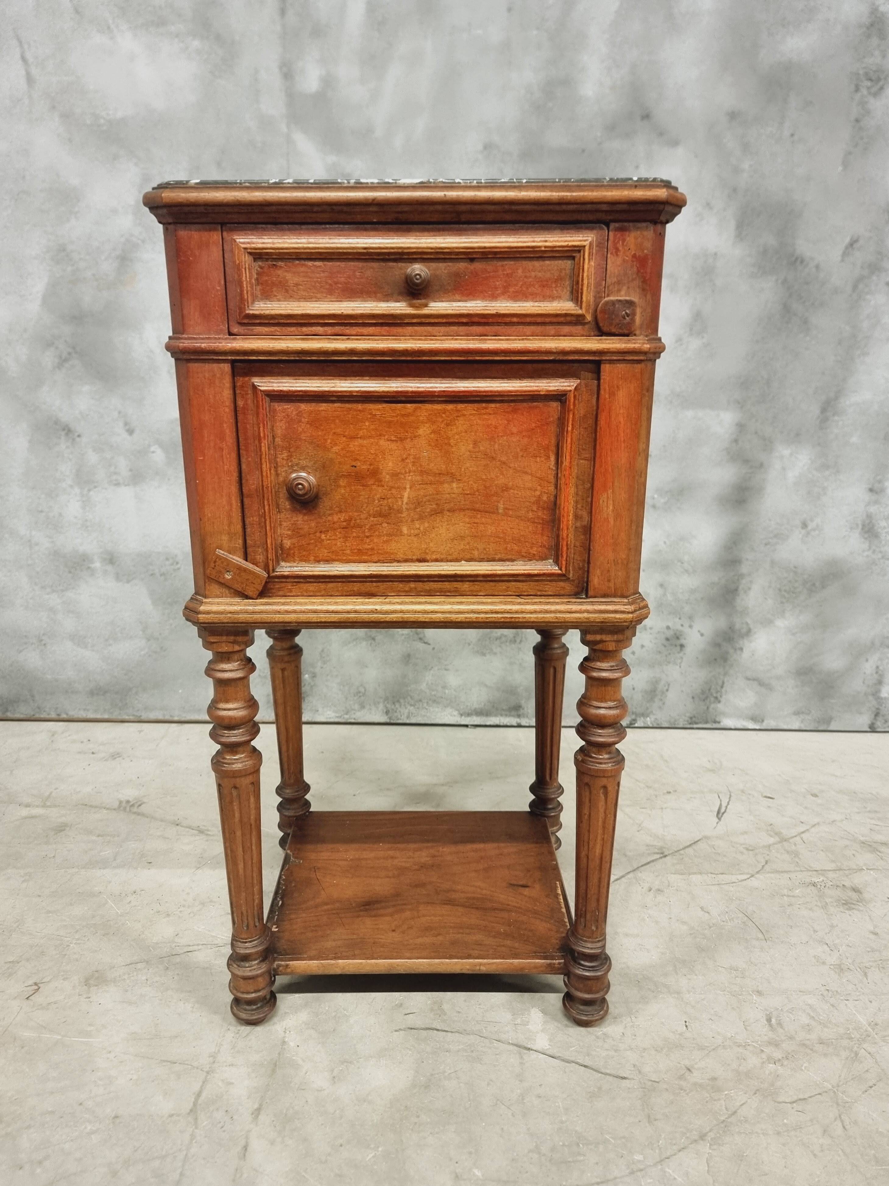 Antique bedside table sideboard with marble 40 x 77 cm