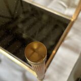 Table basse vintage en verre et laiton