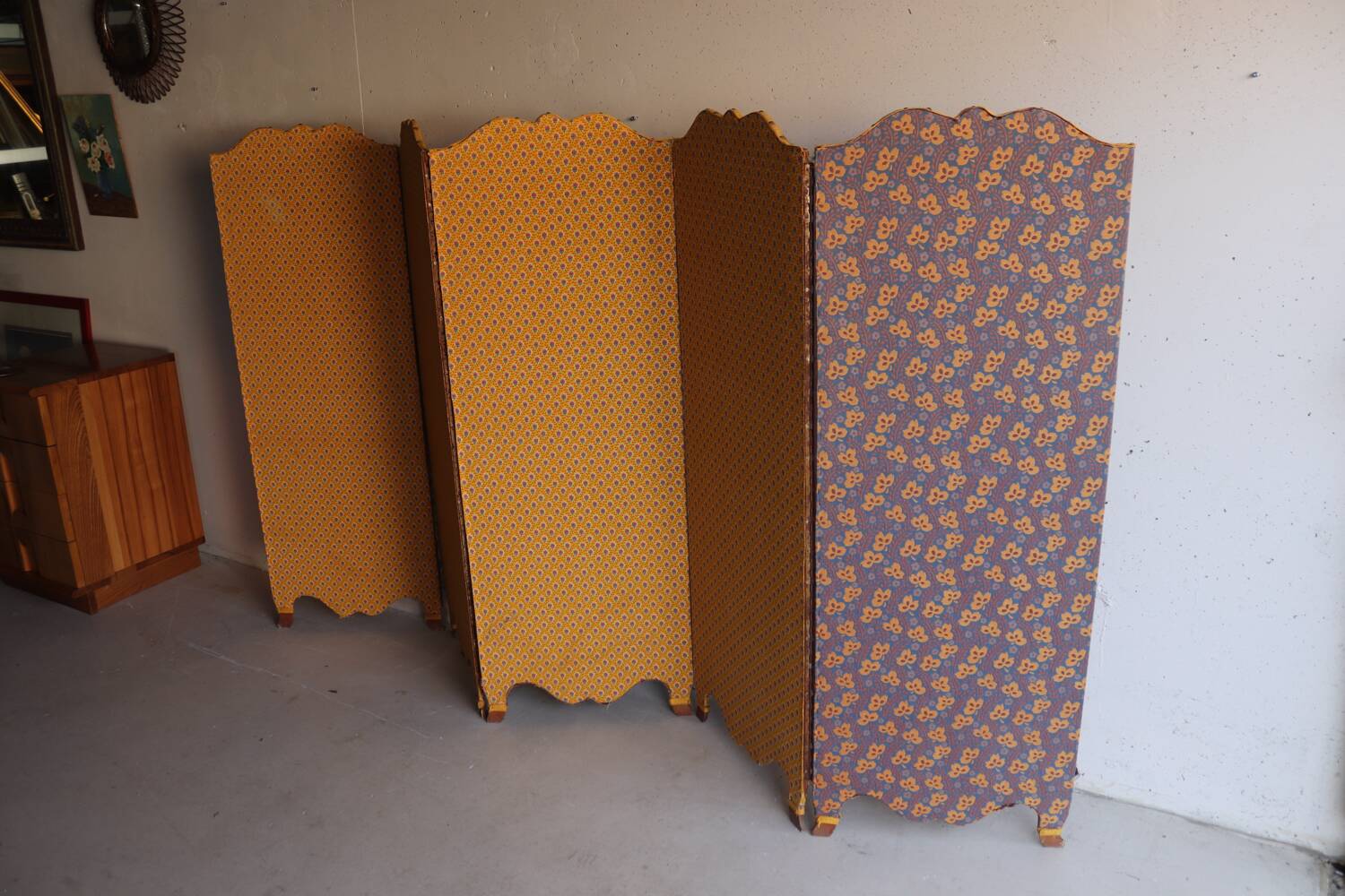 Antique 5-panel screen – Souleiado fabric