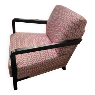 Fauteuil club design fushia et crème