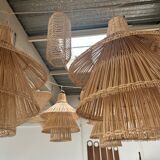 Rattan pendant lamp or light in the shape of an Asian lantern