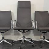 Set of Matteo Grassi designer armchairs – MIZAR Collection – Grey leather