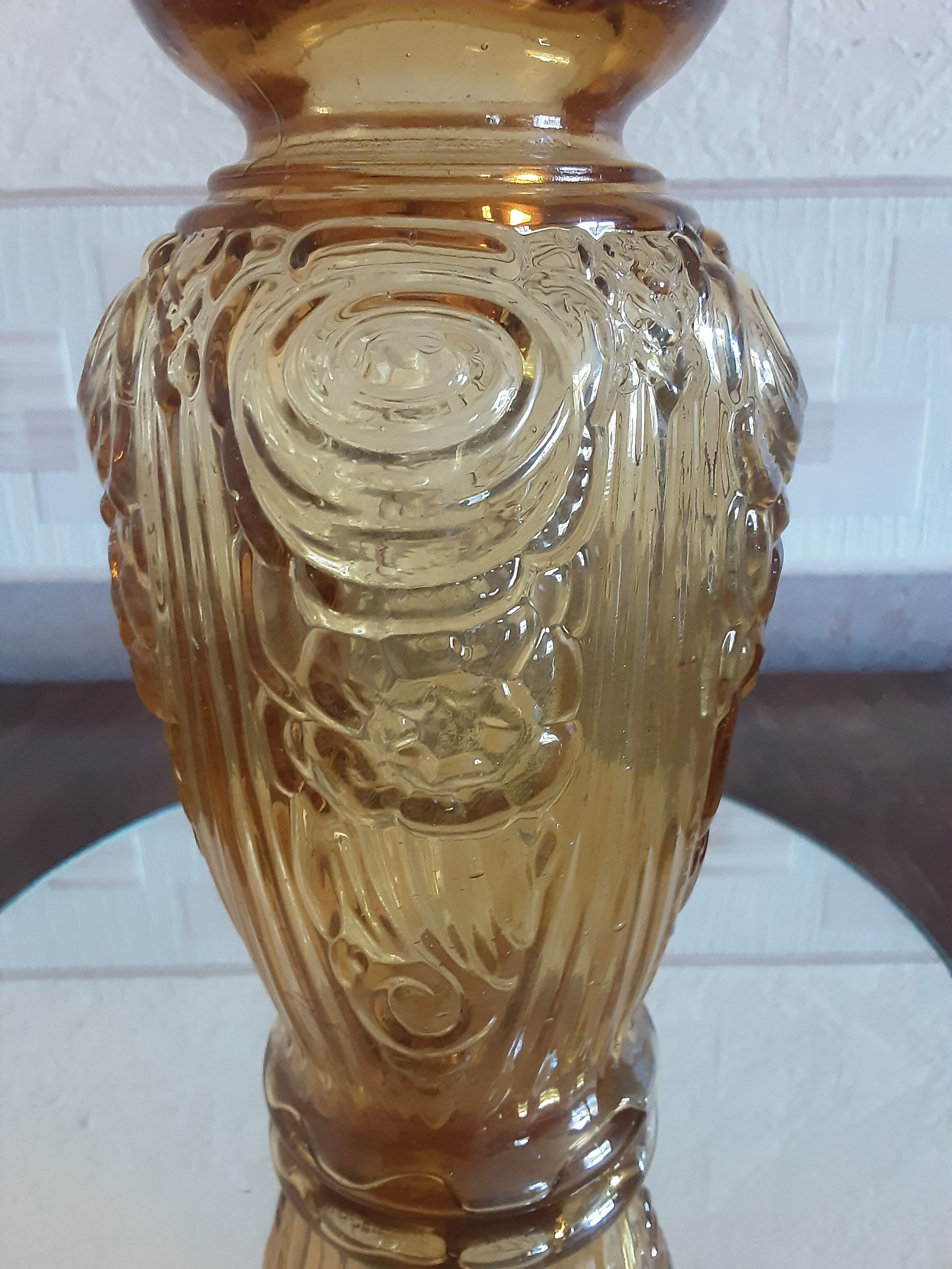 Art Deco vase amber glass