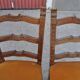 Pair of mid-century chairs from the 1950s in brown oak and straw yellow velvet — set of 2