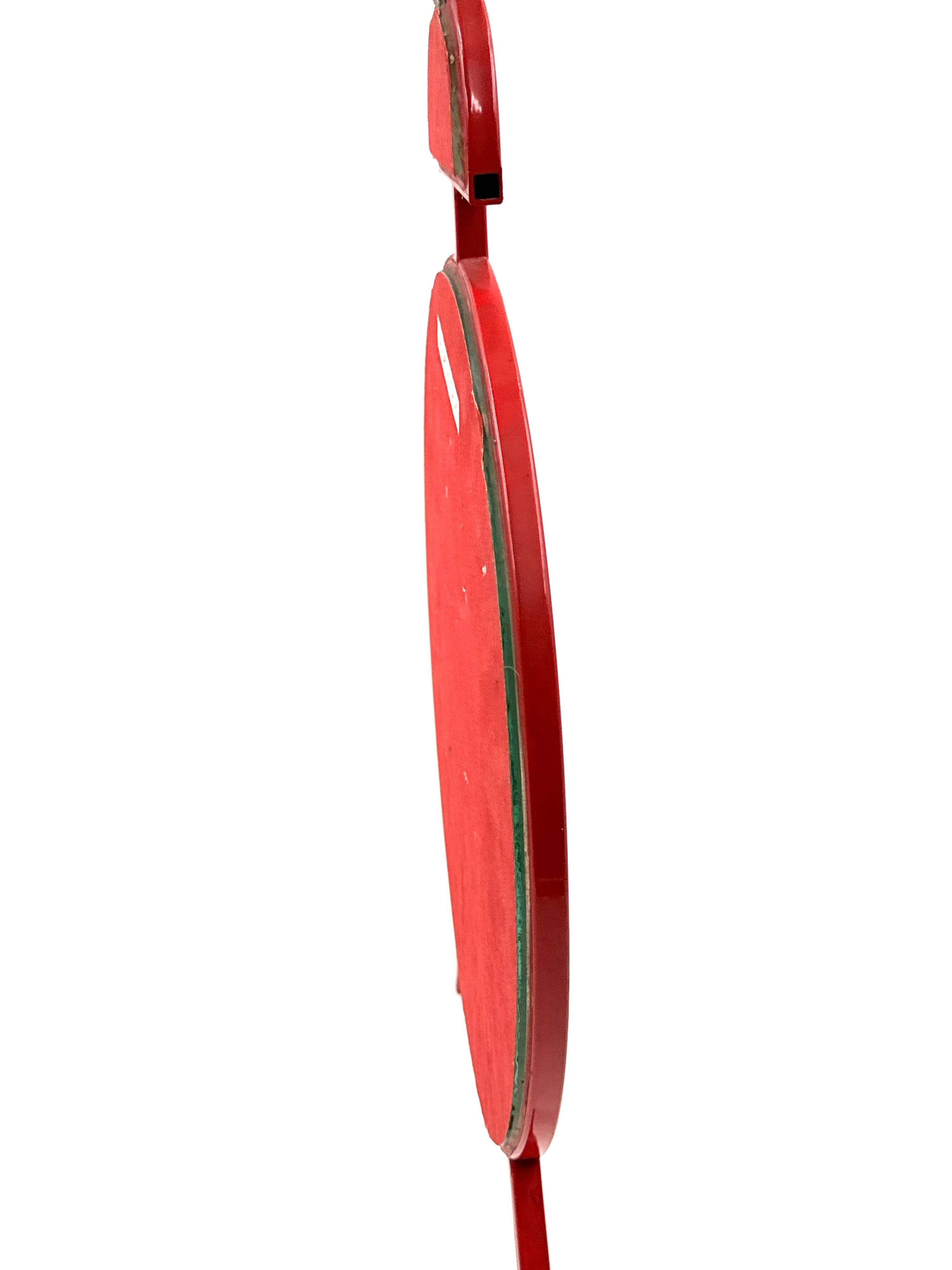 Postmodern Pop Art Design Red Wall Mirror "Clock" Shape – PILM Italy, 1980s
