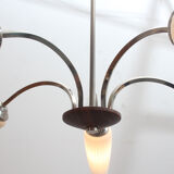 1960s ceiling light in chrome and opaline