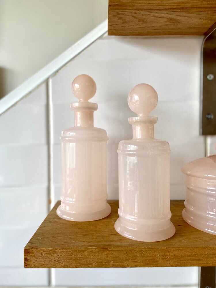2 vials and 1 jar in powder pink opaline