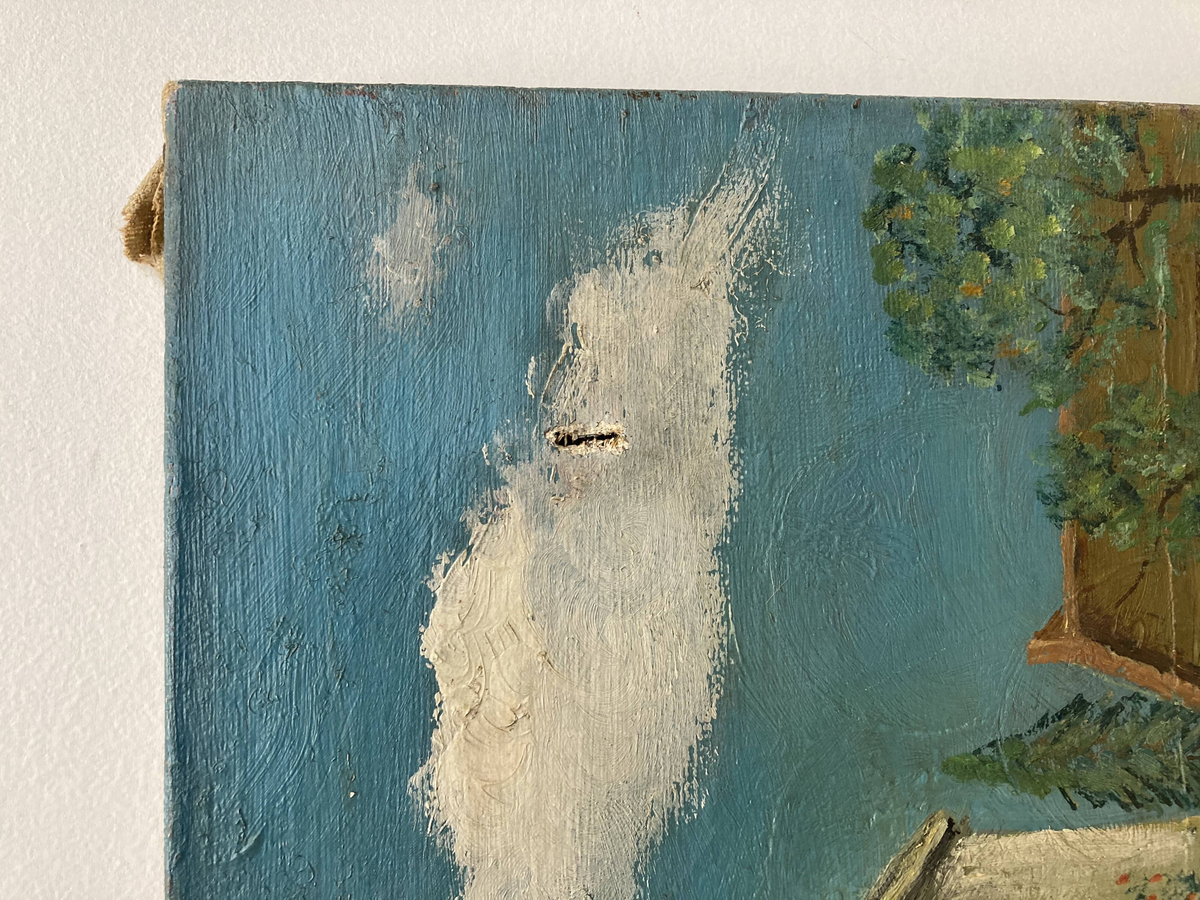 Oil on vintage canvas