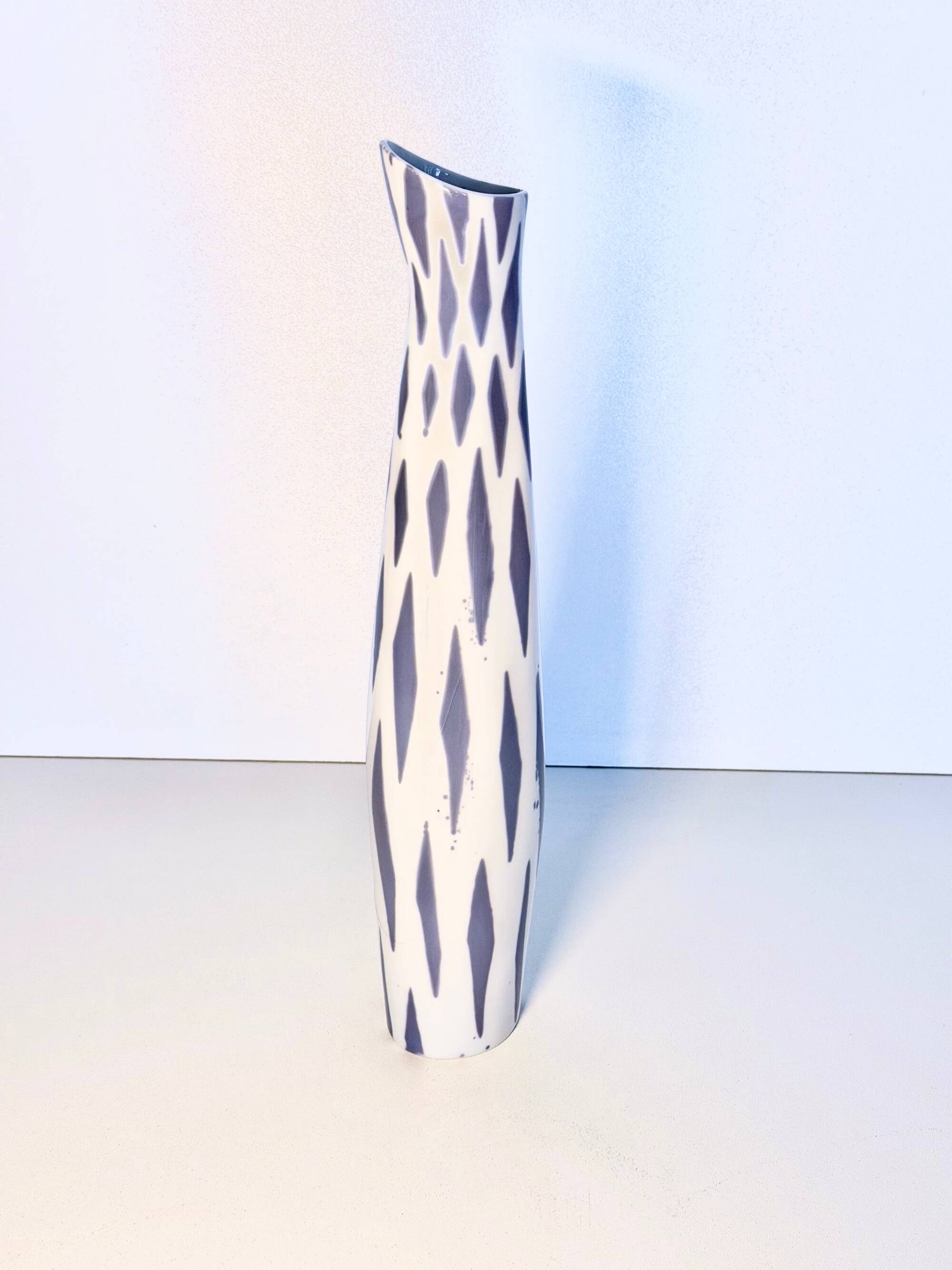 White and Blue Porcelain Vase by Jindřich Marek for Royal Dux, Czech Republ