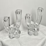 Pair of art deco crystal chandeliers, Cristallerie Vannes Le Chatel