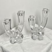 Pair of art deco crystal chandeliers, Cristallerie Vannes Le Chatel