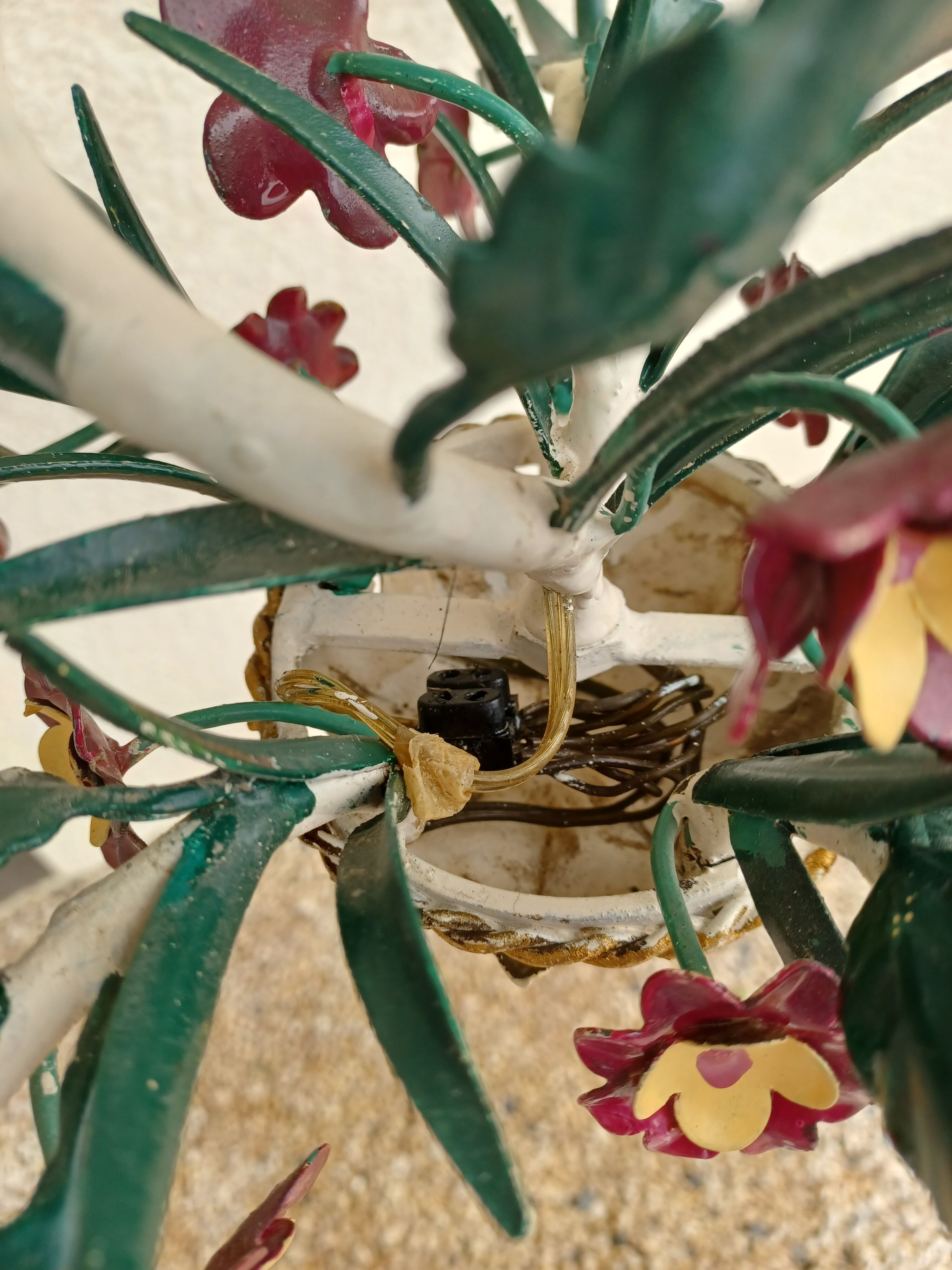 Vintage Floral chandelier in painted sheet metal