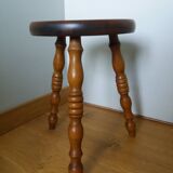 Turned wooden tripod stool