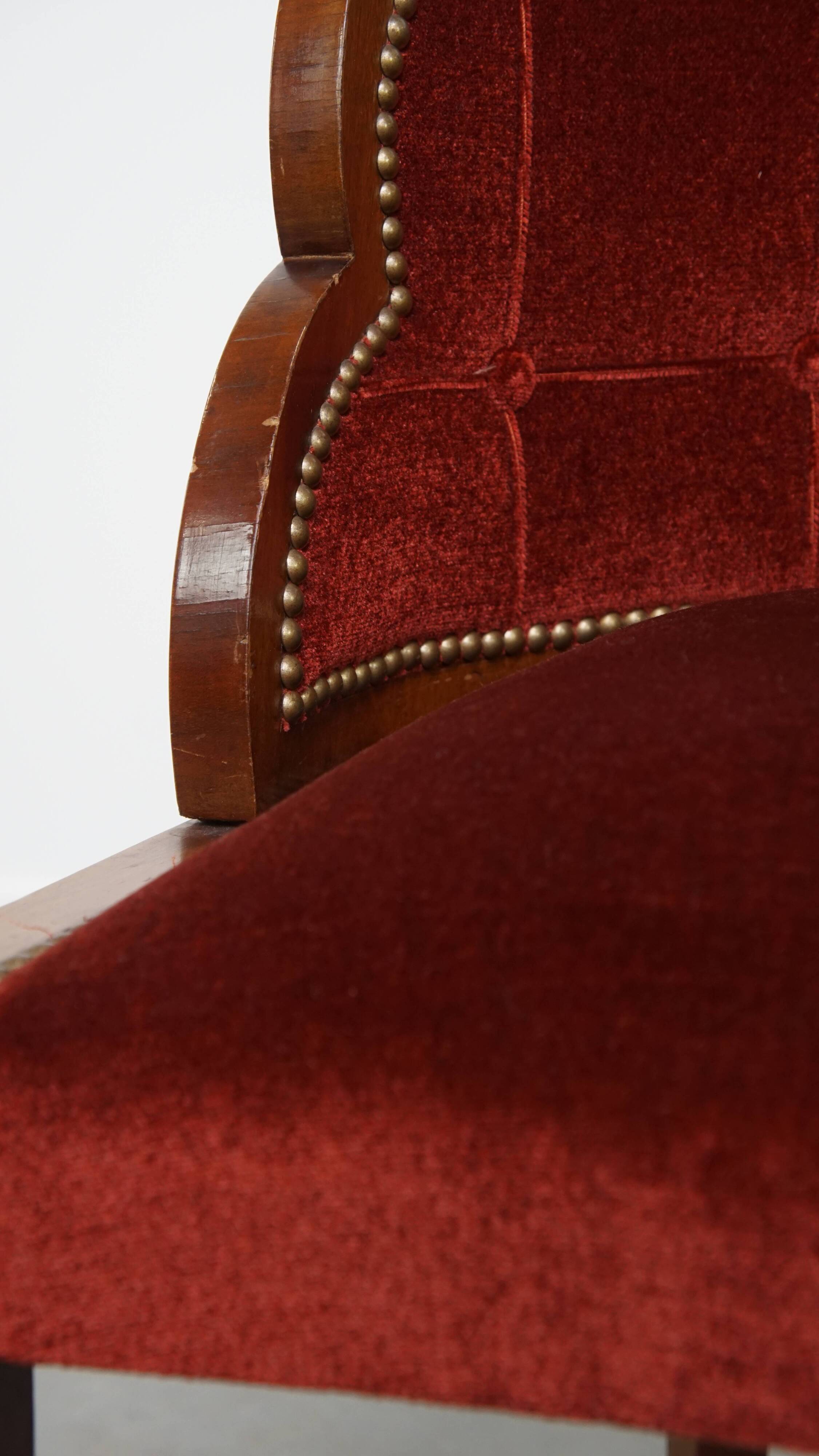 Art Deco “clouds” dining room/side chair with luxurious red upholstery