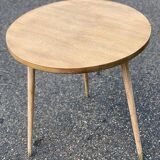 Table basse table d’appoint scandinave pieds compas rénovée en bois brut