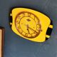 Vintage formica clock rectangular silent wall clock "Lora yellow black"