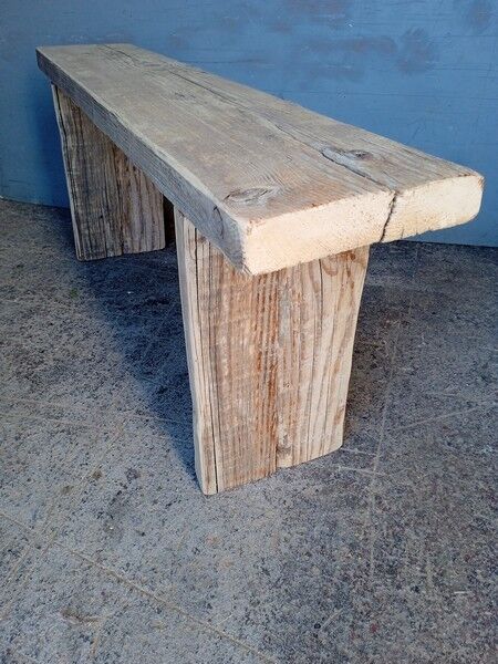 Natural old solid wood bench 120 cm