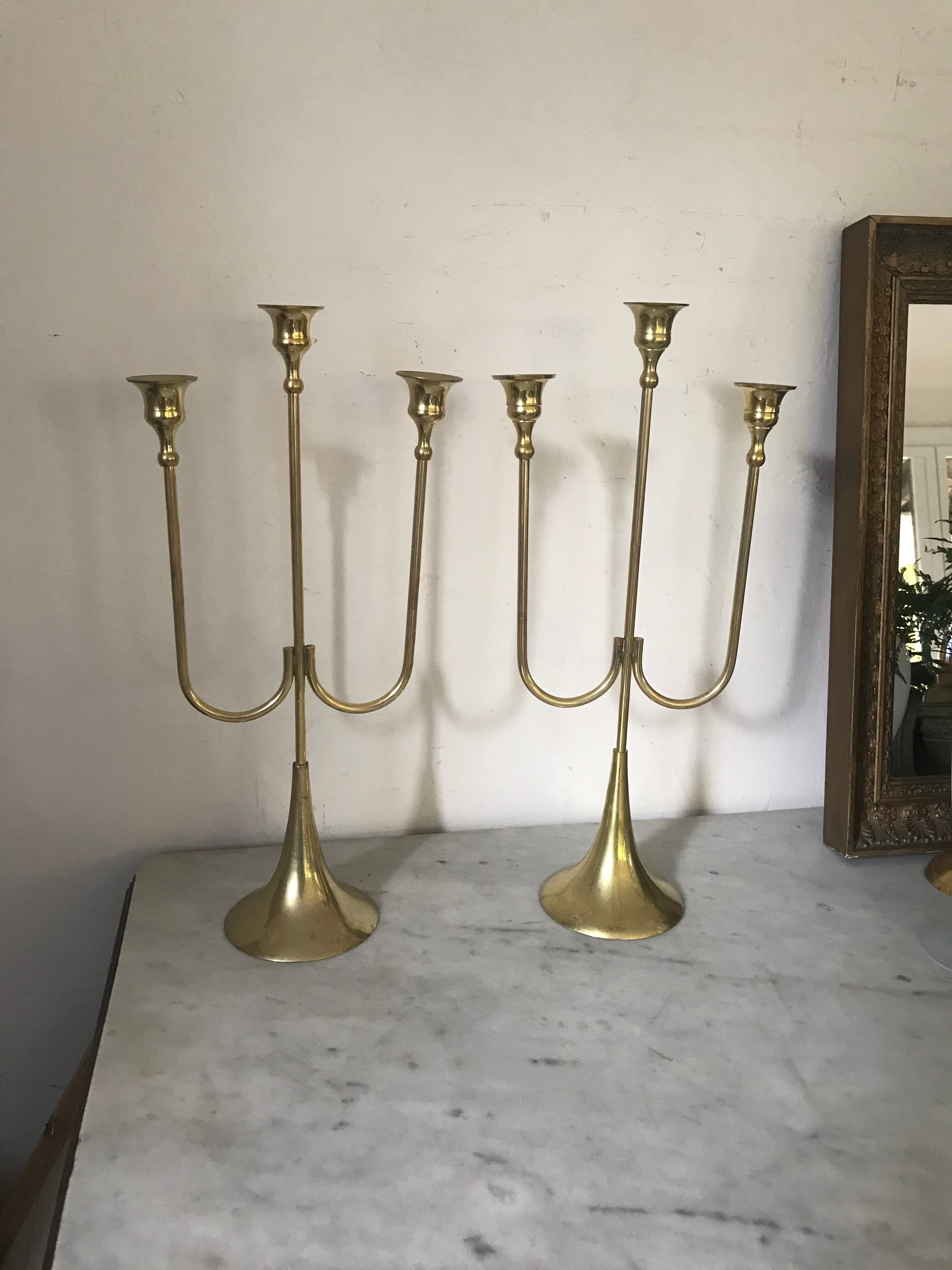 Pair of brass candlesticks