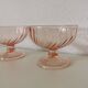 Paire de coupe à fruit en verre rose rosaline tourbillon