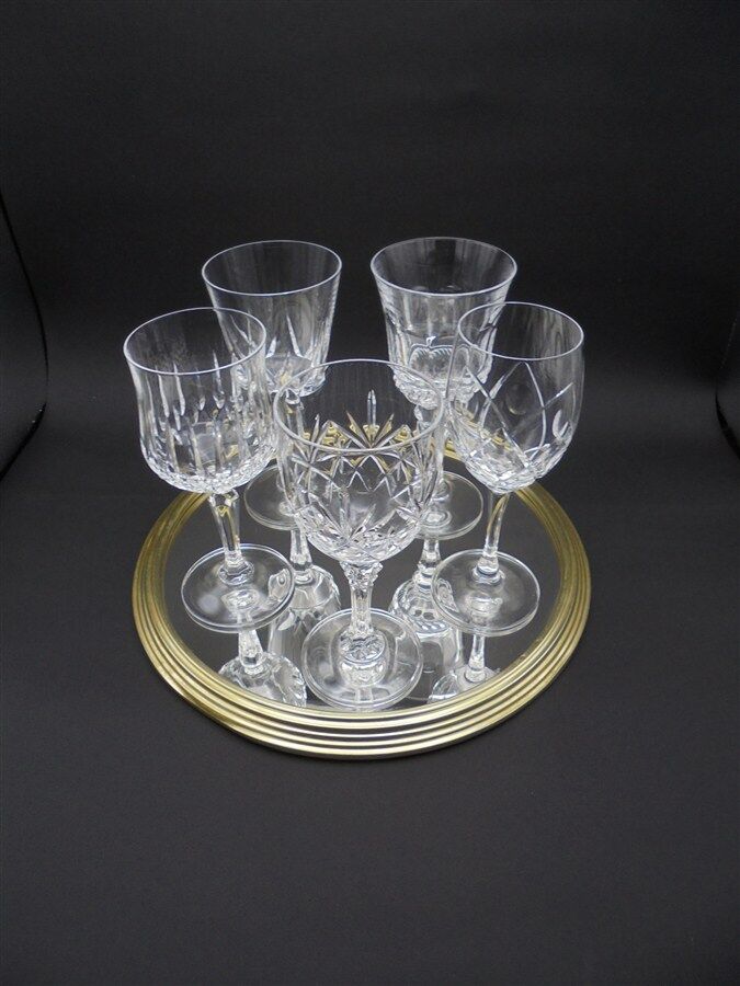 Mismatched set of 5 crystal shot glasses