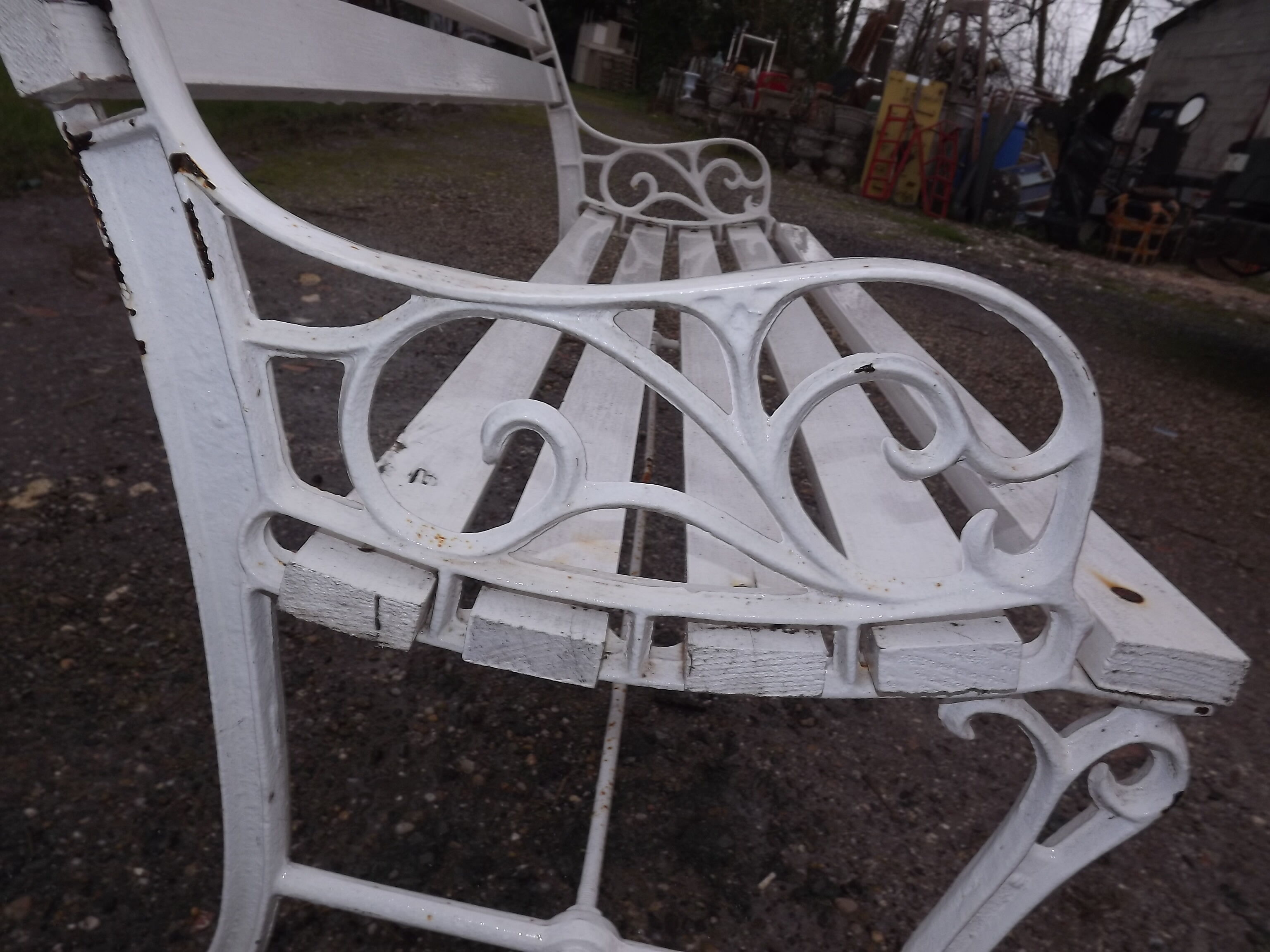 1960s cast iron and wood bench