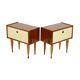 Pair of vintage wooden bedside tables hinged door conical 1960s design