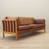Brown leather sofa, Danish design, 1970s, production: Denmark