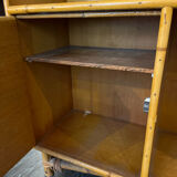 Vintage rattan side table in Audoux Minet style