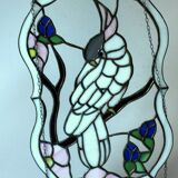 Handmade large window picture made of glass and metal, tiffany style, vintage