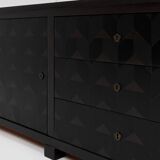 Brutalist Oak Craftsmanship Sideboard, 1960s/70s, Germany, Brass Accents