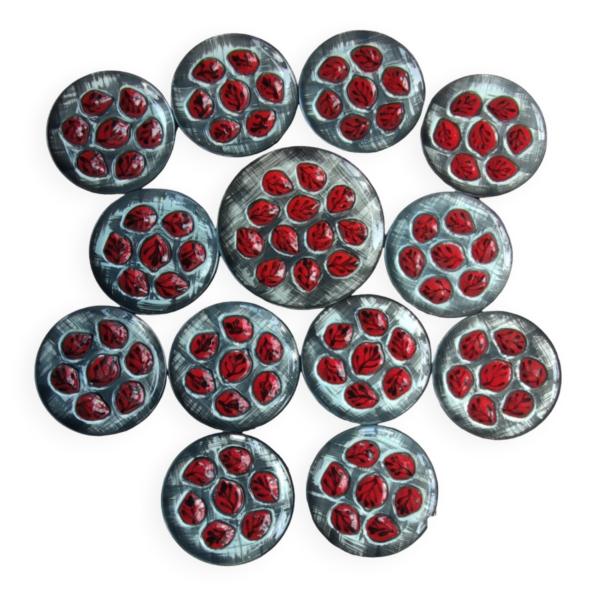 Vintage oyster dish set/Pornic/12 plates + 1 dish