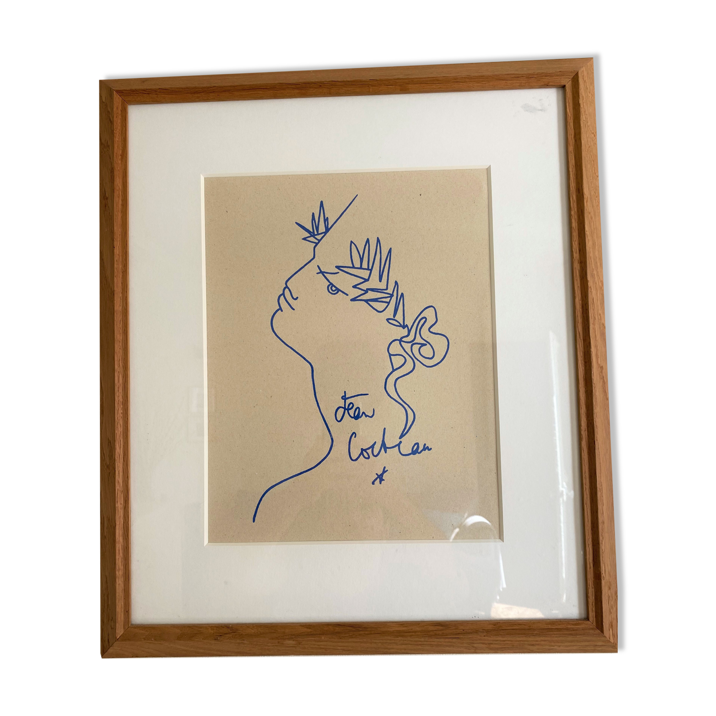 Lithograph "Profil d'homme" by Jean Cocteau