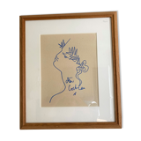 Lithograph "Profil d'homme" by Jean Cocteau