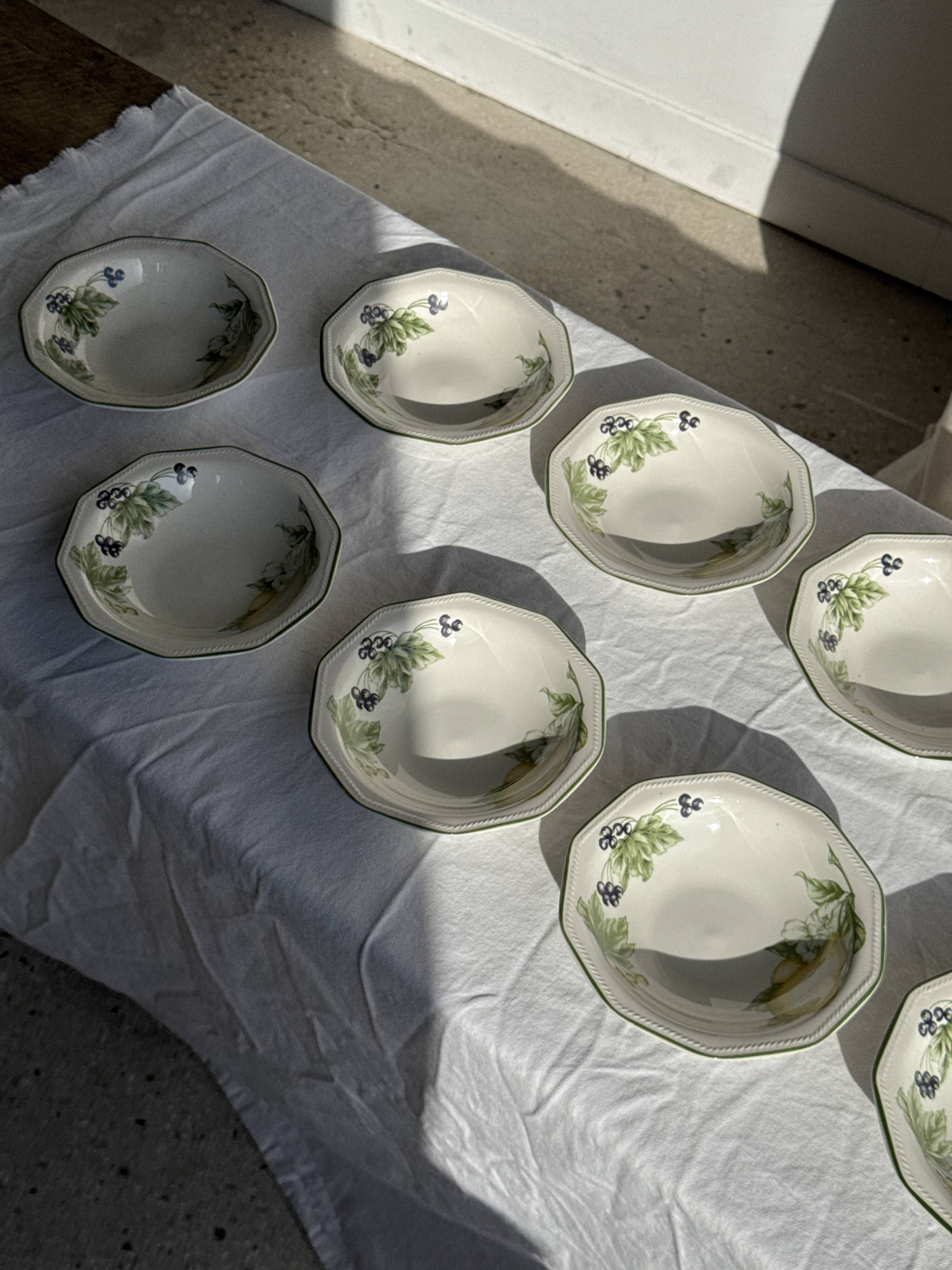 Set of 11 fruit-patterned bowls The Chartwell Collection England D17