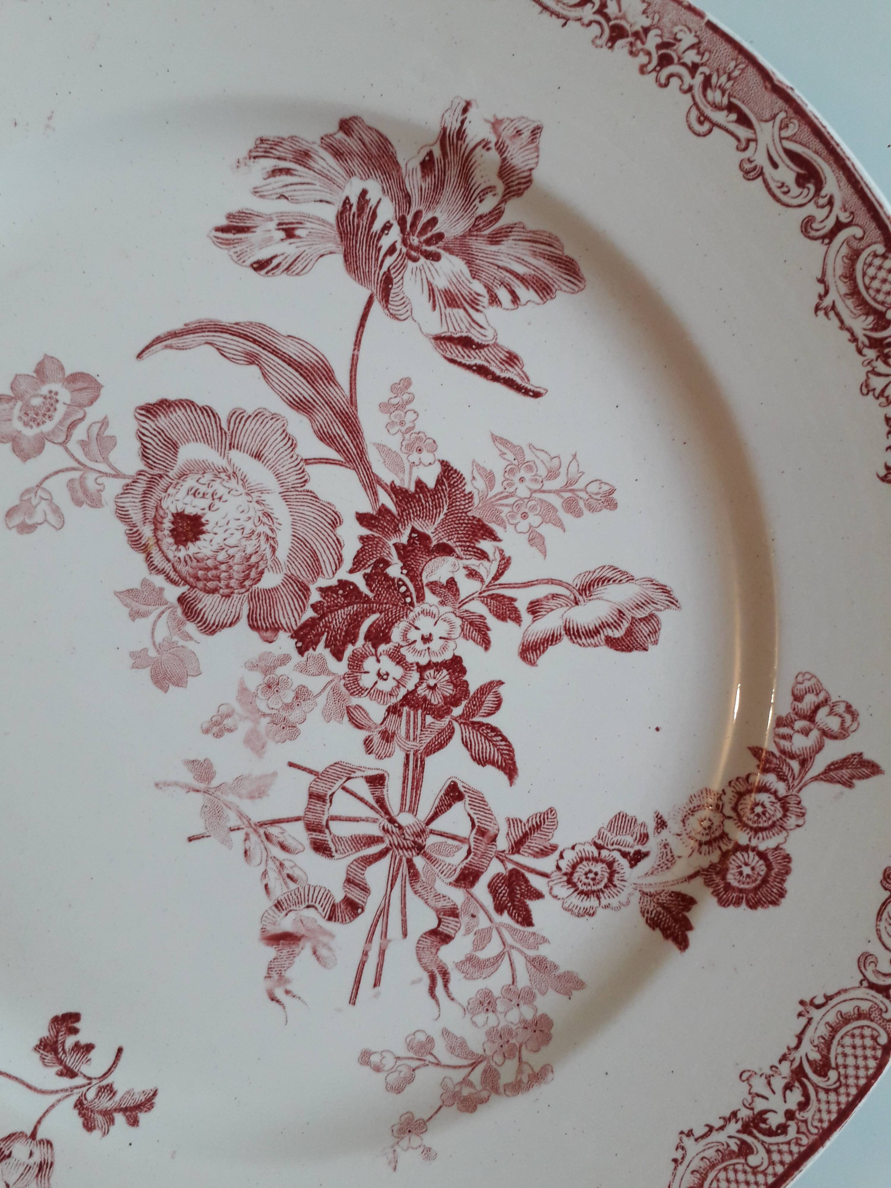 Duo d'assiette en faïence de Sarreguemines modèle fontanges