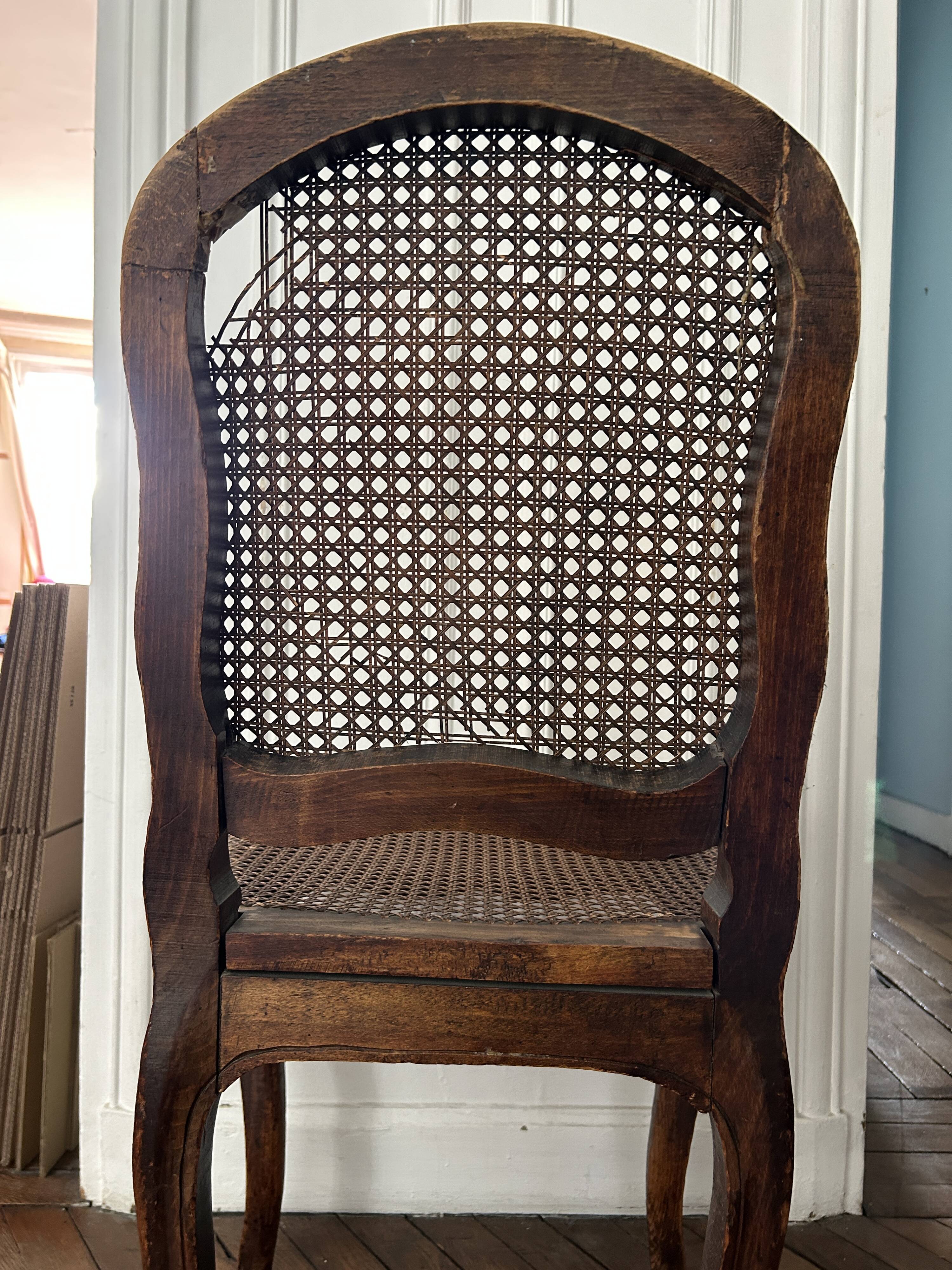 Antique Louis XV chair – molded natural wood / cane base