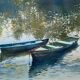 Watercolor painting "the boats under the trees" by togla leris + frame