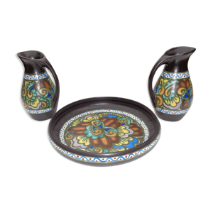 Ensemble de 2 vases et d'un plat