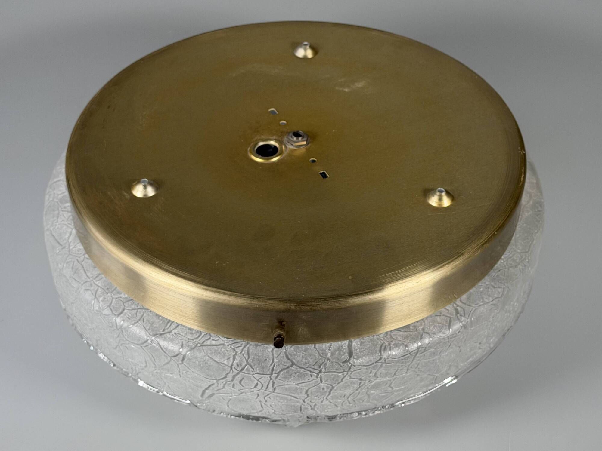 1960s 1970s Ceiling Lamp Ice Glass Doria Germany Space Age Design