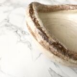 Pair of Asian handmade cups in beige and brown sandstone