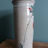 Signed scroll vase with poppy dragonfly decor