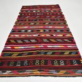 Burgundy Red Modern Pattern Kilim Rug, 162x313Cm