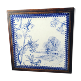 Dessous de plat en faïence et bois 1920/1930